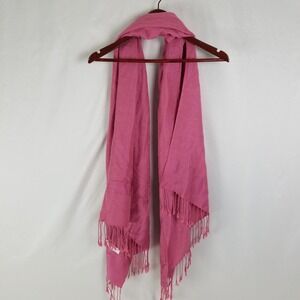 Womens Scarf 70 Pashmina 30 Silk Wrap Fringe Pink‎ Luxury Elegant Accessory